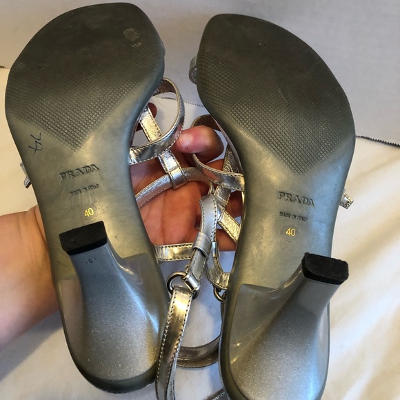 Prada silver strappy sandal heels - Picture 10 of 11